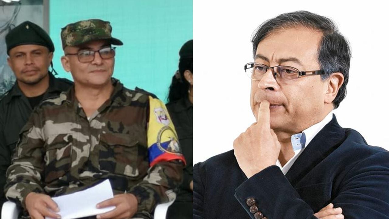 Alias Iván Mordisco, comandante de las disidencias de las Farc, y Gustavo Petro, presidente de la República.